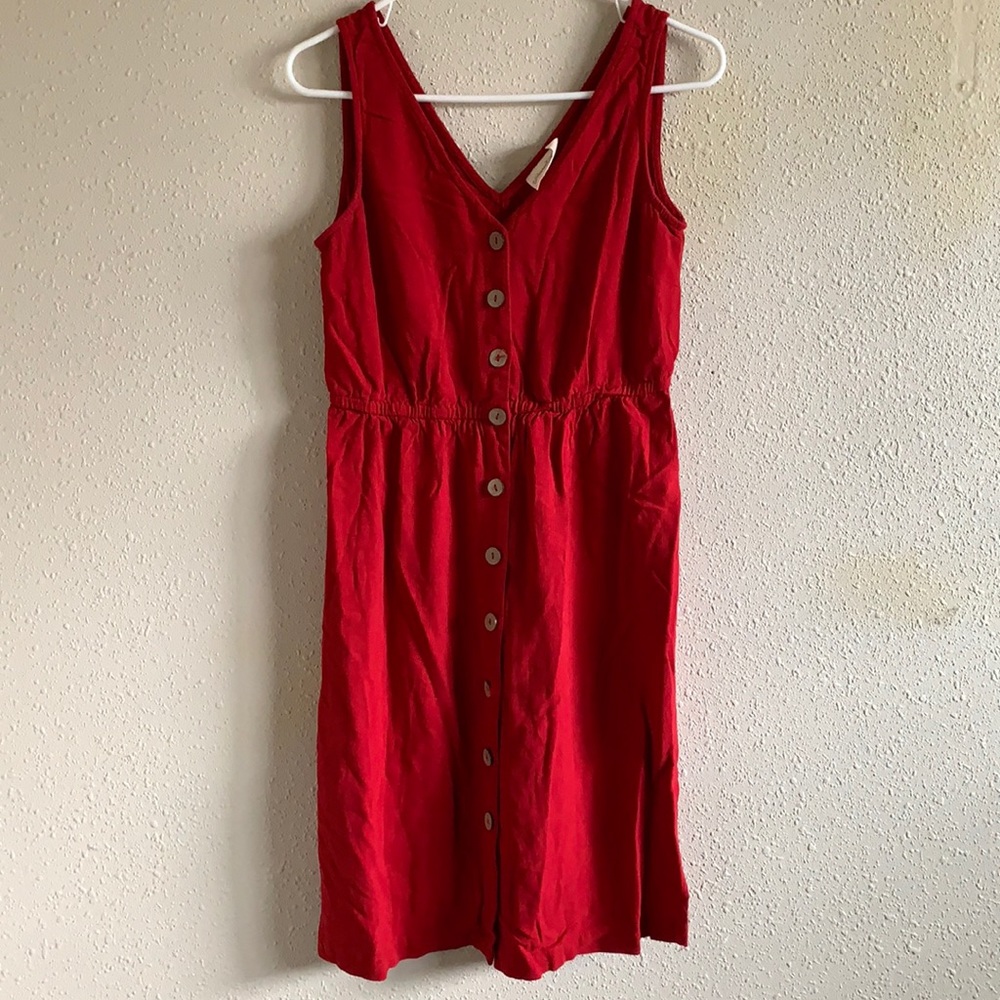 Red v-neck Dress